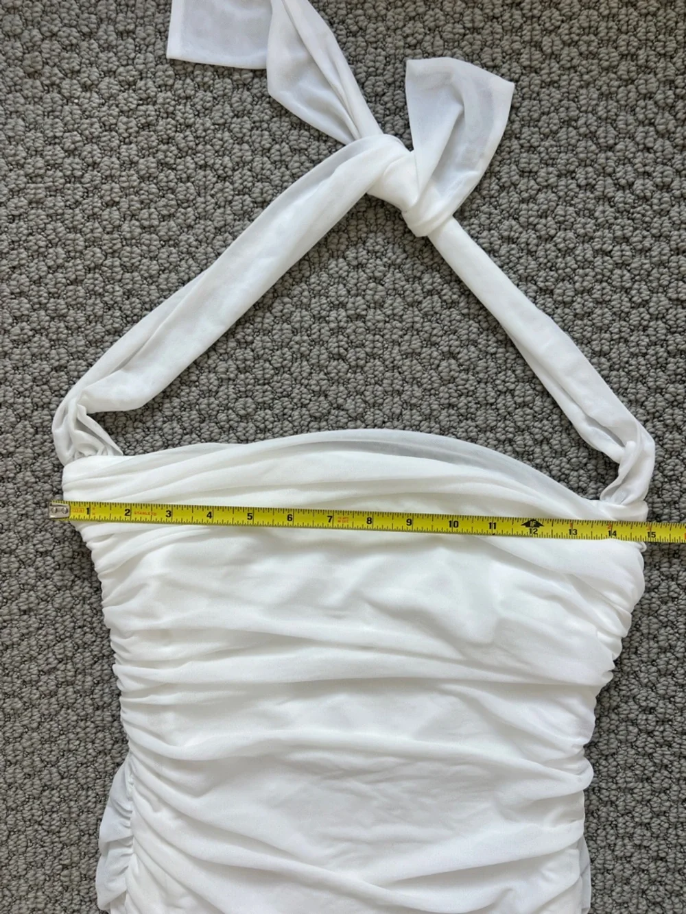 White Ruched Bandeau Dress with Halter Tie - Womens size medium - Picture 5 of 6